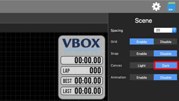 Screenshot of the canvas in dark mode.