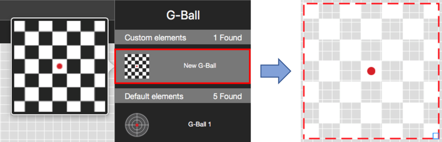 Images depicting how to add a new G-Ball element.