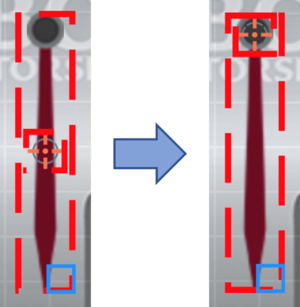 Images depicting how to move the gauge needle crosshair.