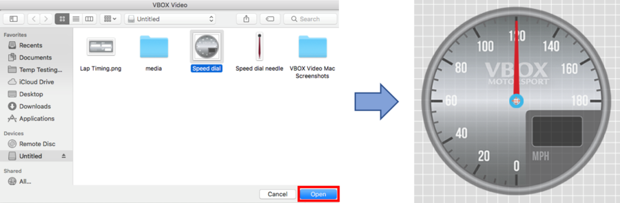 Images depicting selecting a new background image for the gauge element.