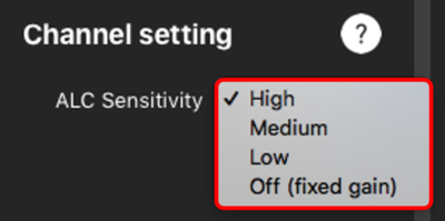 Screenshot of the Automatic Level Control setting options with High selected.