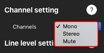 Screenshot of the Channel Settings the Channels options displayed and highlighted.
