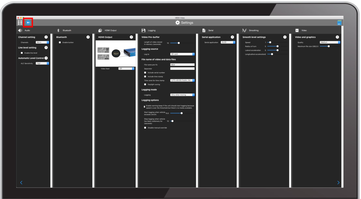 Screenshot of the General Settings screen
