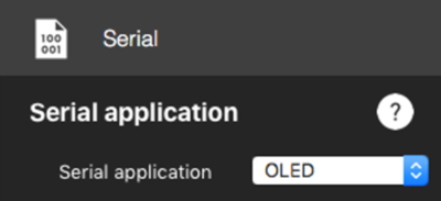 Screenshot of the Serial Application setting with OLED selected.