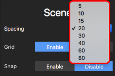 Screenshot of the Grid Spacing options.