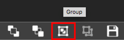Screenshot of the Group button highlighted amongst the Quick Access buttons at the bottom of the Settings panel on the right hand side of the screen.