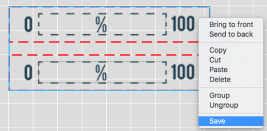 Screenshot of the selected elements and the right click menu with Save highlighted.