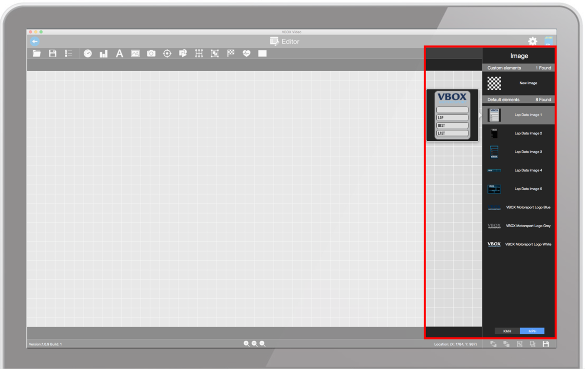 Screenshot of the software with the Image Settings pane highlighted on the right hand side.