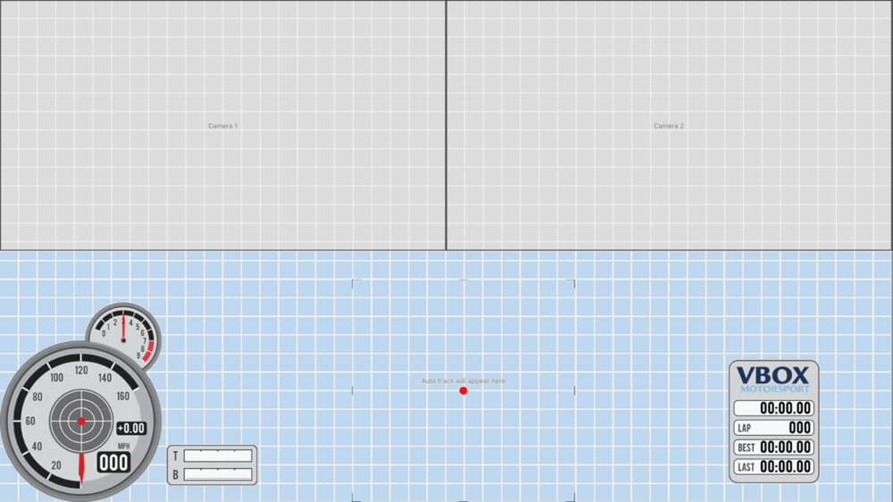 Screenshot of the software with two camera inputs across the top half of the screen, split down the middle.