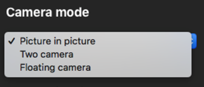Screenshot of the Camera Mode settings with Picture in Picture selected.