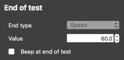 Screenshot of the End of Test settings.