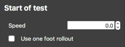 Screenshot of the Start of Test settings.