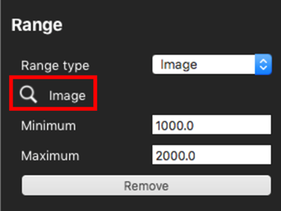 Screenshot of the Range settings with Image and the search icon highlighted.