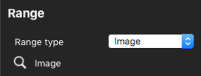 Screenshot of the Range settings with Range Type set as Image.