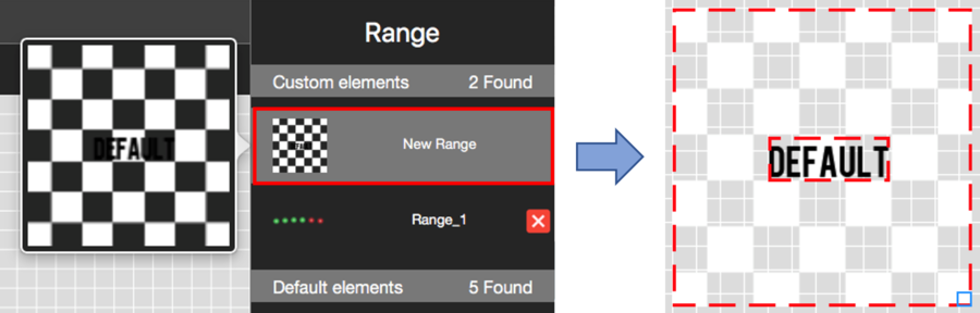 Images depicting how to add a new Range element.