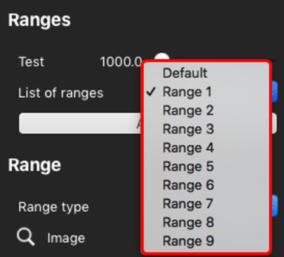 Screenshot of the range of interest options in a dropdown list.