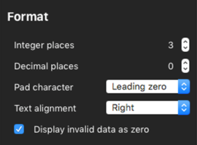 Screenshot of the Format settings.