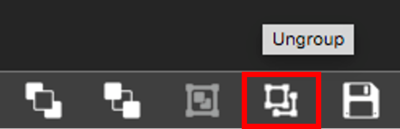 Screenshot of the Quick Access buttons at the bottom of the Settings panel on the right hand side with Ungroup highlighted.