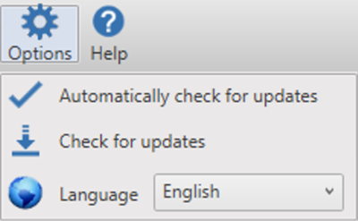 Screenshot of the Options menu.