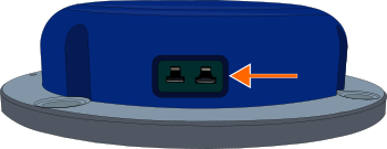 Drawing of the side view of a Wheel Speed Sensor with the connector highlighted.