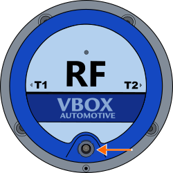 Drawing of the top view of a Wheel Speed Sensor with the charging port highlighted. 