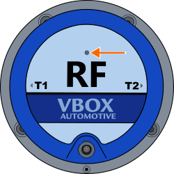Drawing of the top view of a Wheel Speed Sensor with the LED highlighted. 