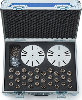 Photograph of the Wheel Speed Sensors Fixture Kit in a padded carry case.