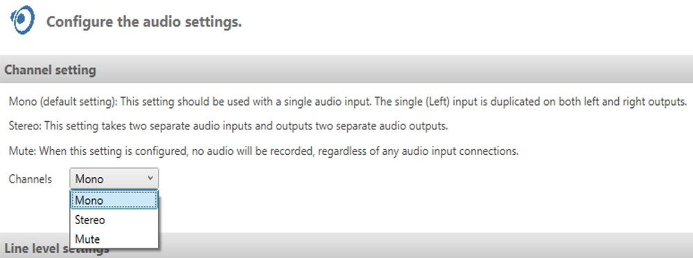Screenshot of the Channel Setting area of the Audio Settings.