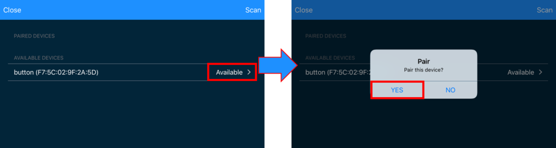 Screenshot from a mobile device showing how to pair with an available Bluetooth device. 