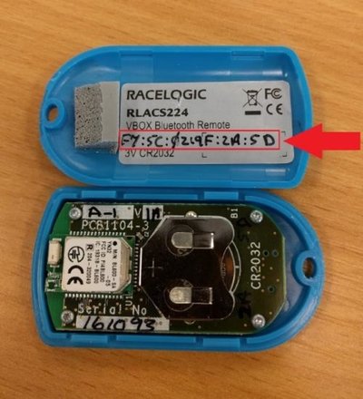 Photograph of an open Wireless Switch with the MAC code highlighted.