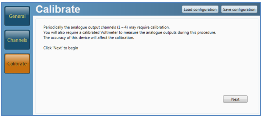 Screenshot of the Calibrate menu in VBOX Setup software.