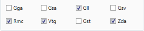 Cropped screenshot of the selected NMEA message channels.