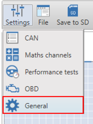 Cropped screenshot of the Settings menu with General highlighted. 