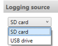 Screenshot of the Logging Source dropdown list of options.