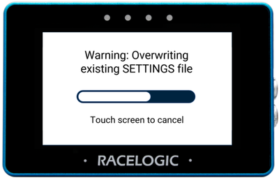 MFD Touch displaying the overwriting settings file screen.