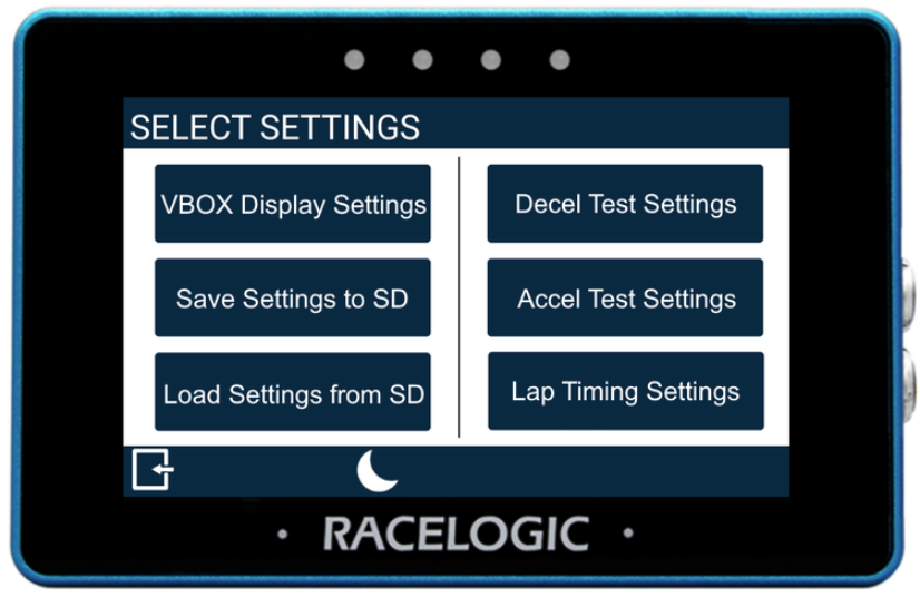 MFD Touch displaying the Select Settings screen.