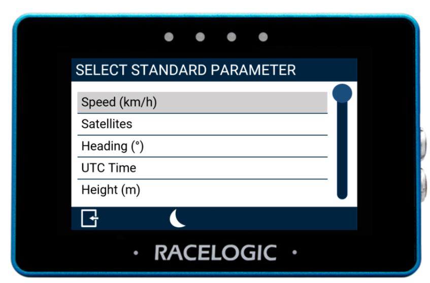 MFD Touch displaying the Select Standard Parameter screen. 