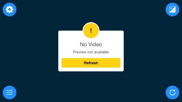 Screenshot from a mobile device of the camera preview window, and a message on screen stating the preview is not available.