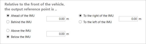 Output reference measurements section in the IMU menu in VBOX Setup for VBOX 3i with FW version 3.x.