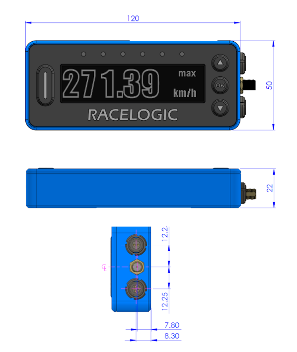 Annotated technical drawing of RLVBPIT-S with dimensions.
