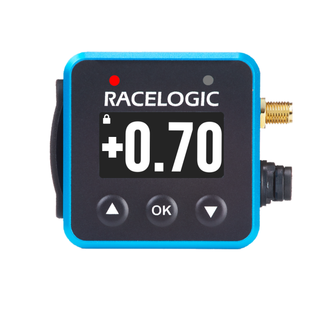Mini LapTimer with +0.70 on the Predictive Lap Timing display and 1 red LED.