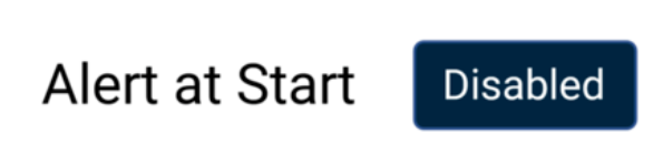 Alert at Start option in the Decel Test Settings screen in the VBOX Touch MFD App.