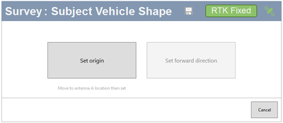 Screenshot of the Survey Vehicle shape window with Set Origin highlighted.