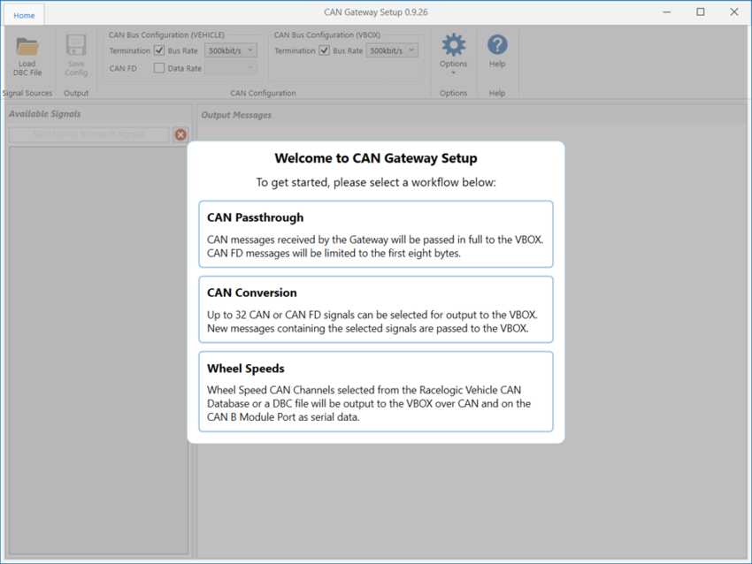 CAN Gateway Setup Start Up