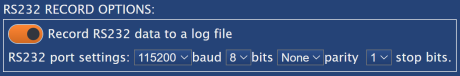 Screenshot of the RS232 Record Options.