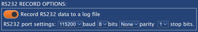 Screenshot of the RS232 Record Options.