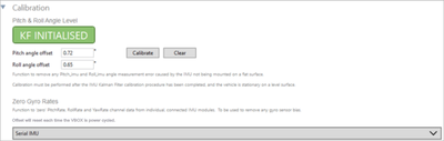 Screenshot of the Calibration area when the Kalman Filter is initialised.