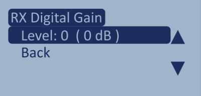 Screenshot of the Digital Gain menu with Level highlighted.