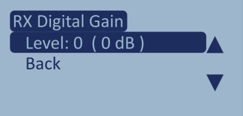 Screenshot of the Digital Gain menu with Level highlighted.