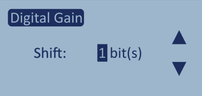 Screenshot of the Digital Gain configuration screen with 1 bit(s) highlighted.